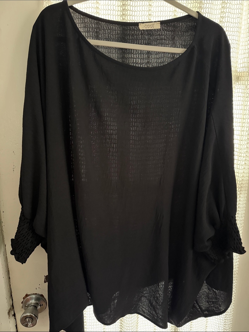 ODDY Black Sheer Balloon Sleeve Tunic - 2x